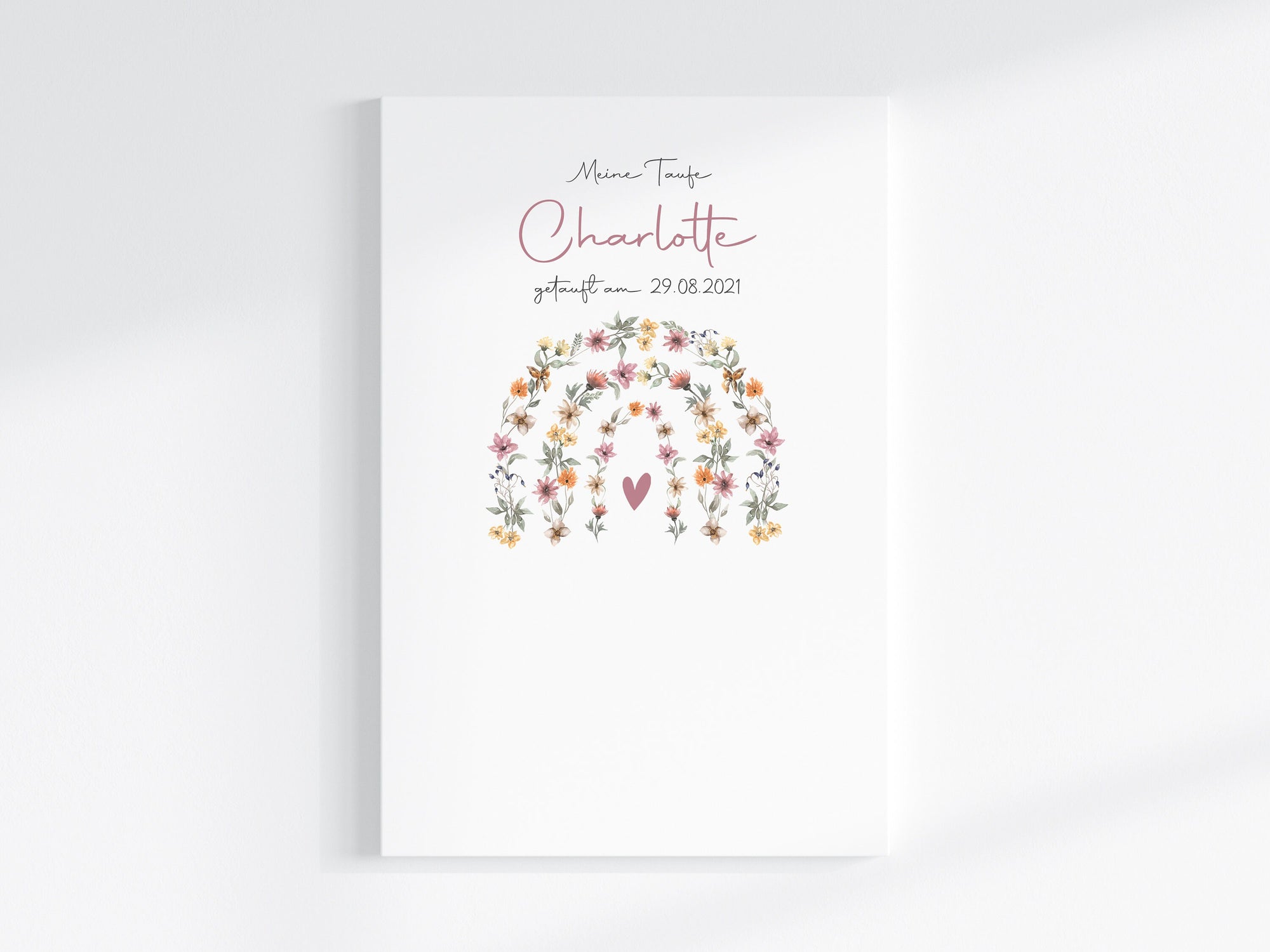 Fingerabdruck Gästebuch auf Keilrahmen personalisiert "Blumenbogen" Leinwand