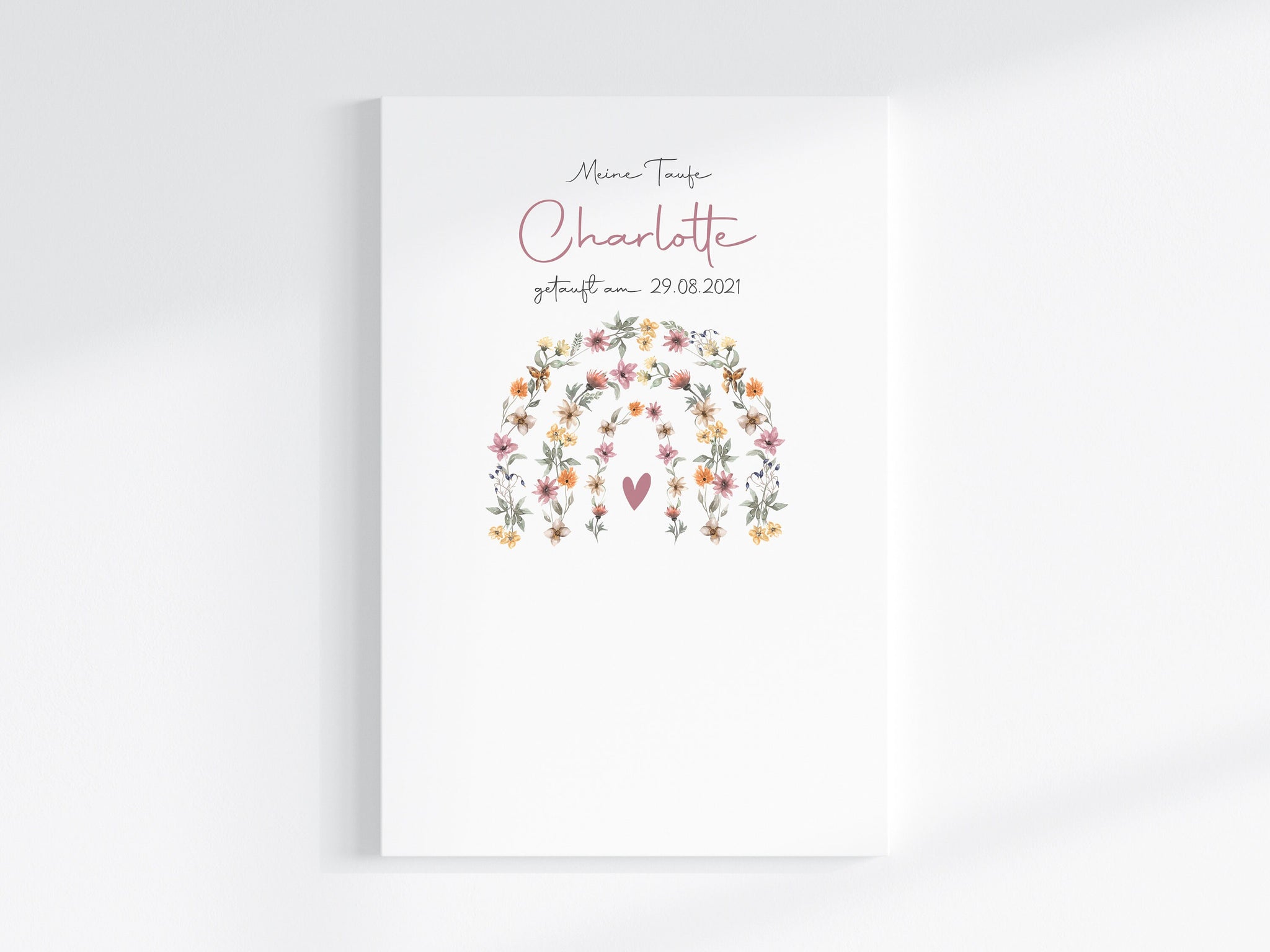 Fingerabdruck Gästebuch auf Keilrahmen personalisiert "Blumenbogen" Leinwand