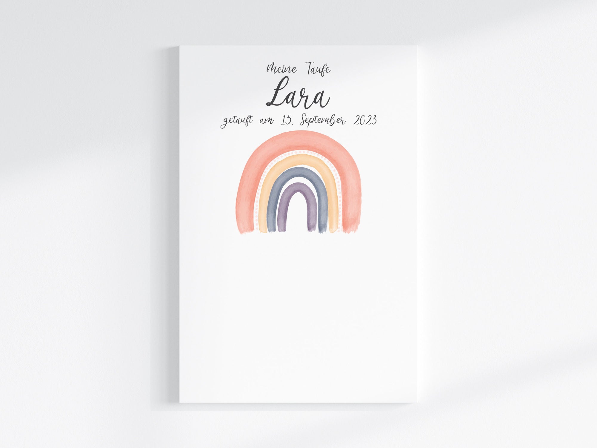 Fingerabdruck Gästebuch auf Keilrahmen personalisiert "Regenbogen peach" Leinwand
