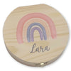 Milchzahndose personalisiert "Regenbogen peach" / Milchzahnbox aus Holz