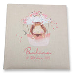 Fotoalbum personalisiert Baby, Kind "Heißluftballon rosa" Leinen, Erinnerungsalbum