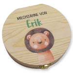 Milchzahndose personalisiert "Löwe 3" / Milchzahnbox aus Holz