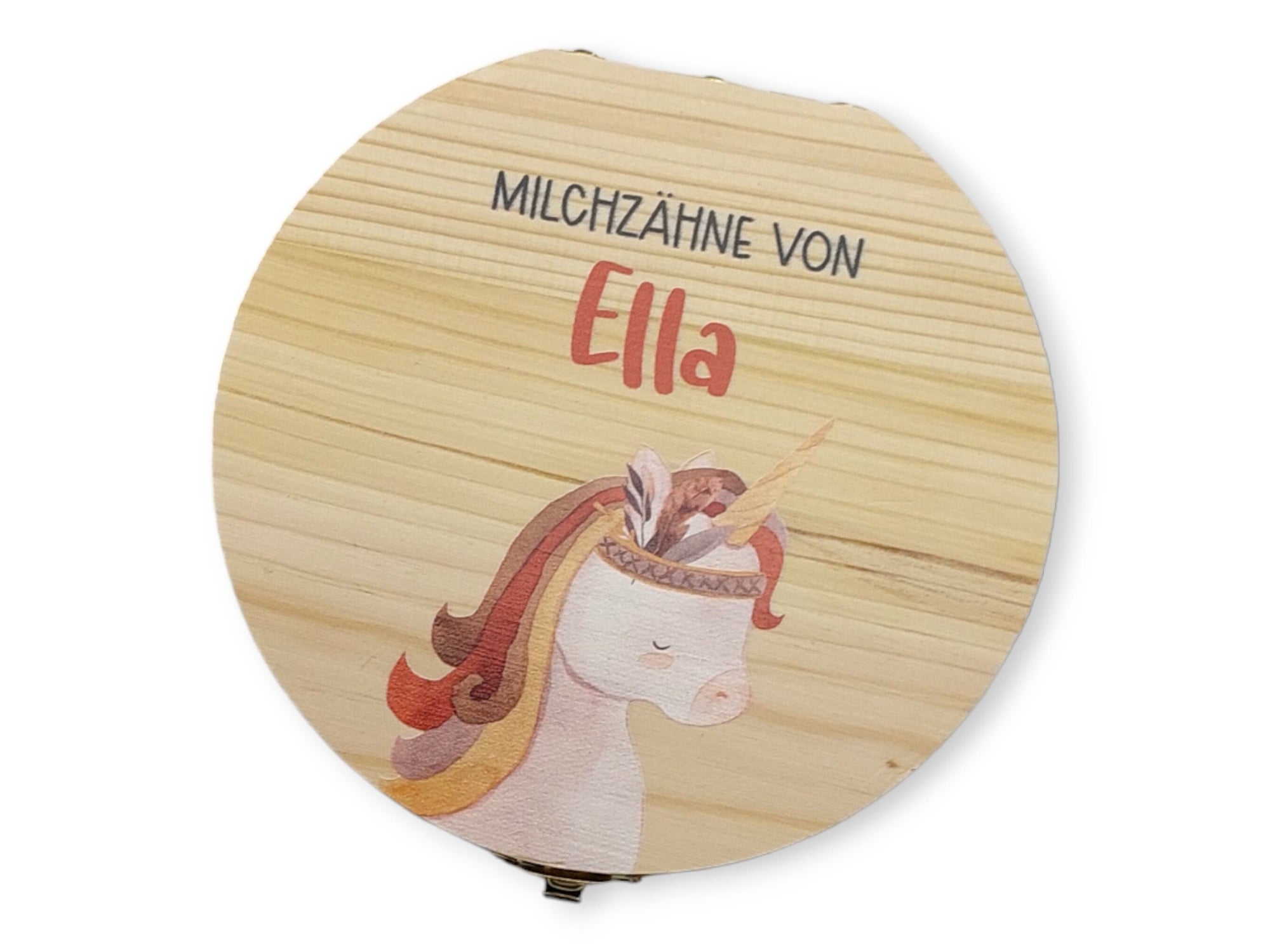 Milchzahndose personalisiert "Boho Einhorn" / Milchzahnbox aus Holz