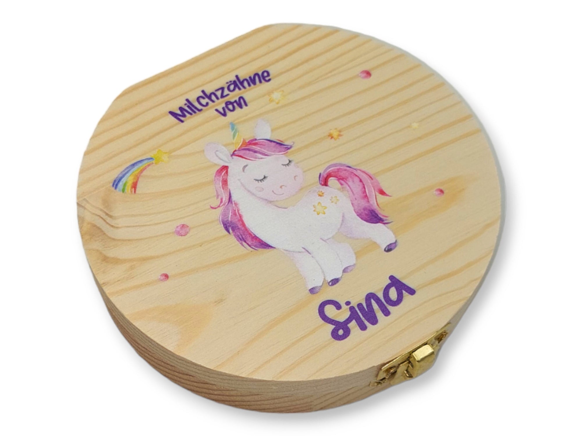 Milchzahndose personalisiert "Einhorn" / Milchzahnbox aus Holz