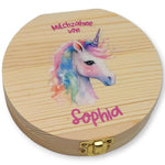 Milchzahndose personalisiert "Einhorn 2" / Milchzahnbox aus Holz