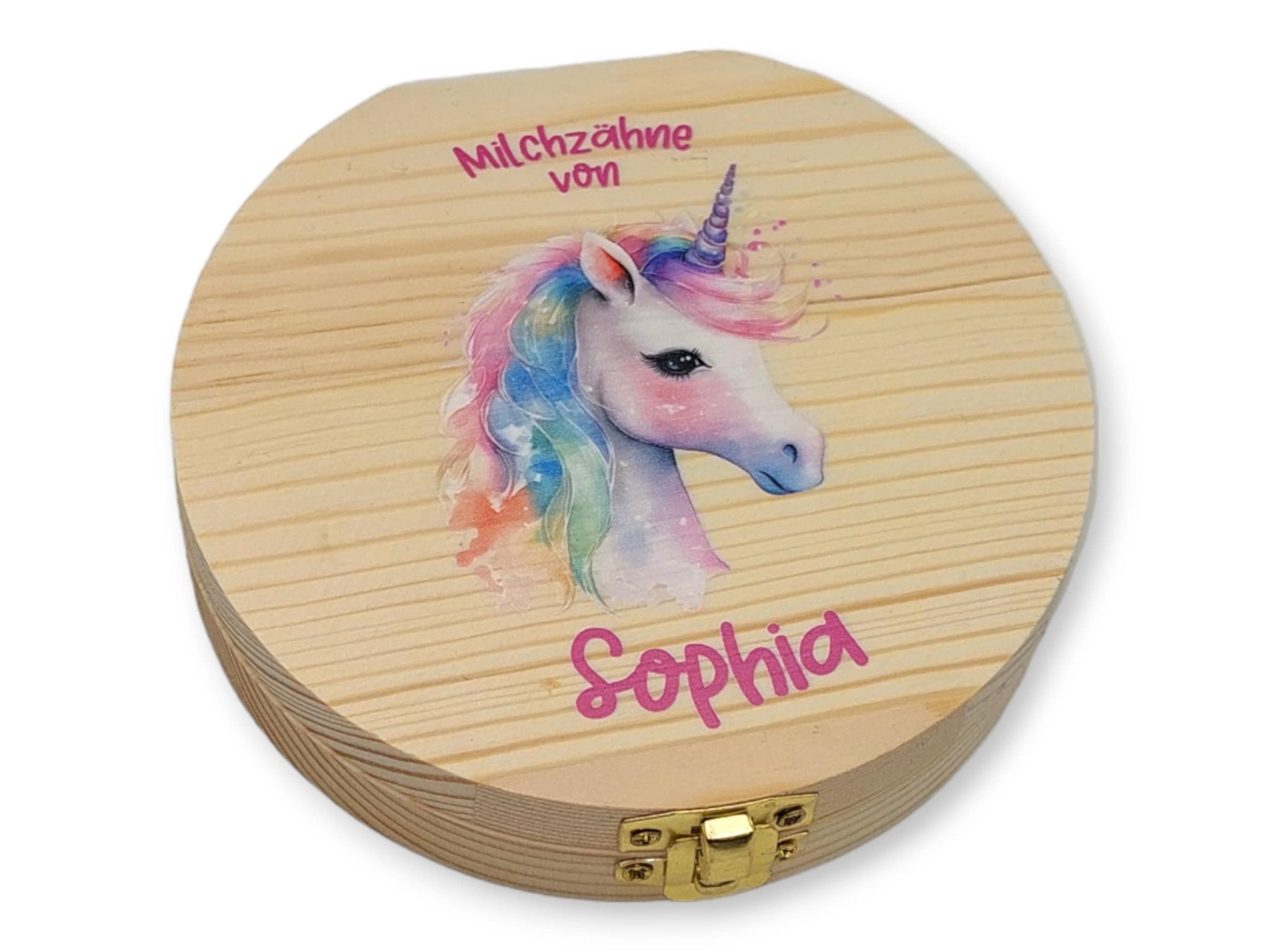 Milchzahndose personalisiert "Einhorn 2" / Milchzahnbox aus Holz
