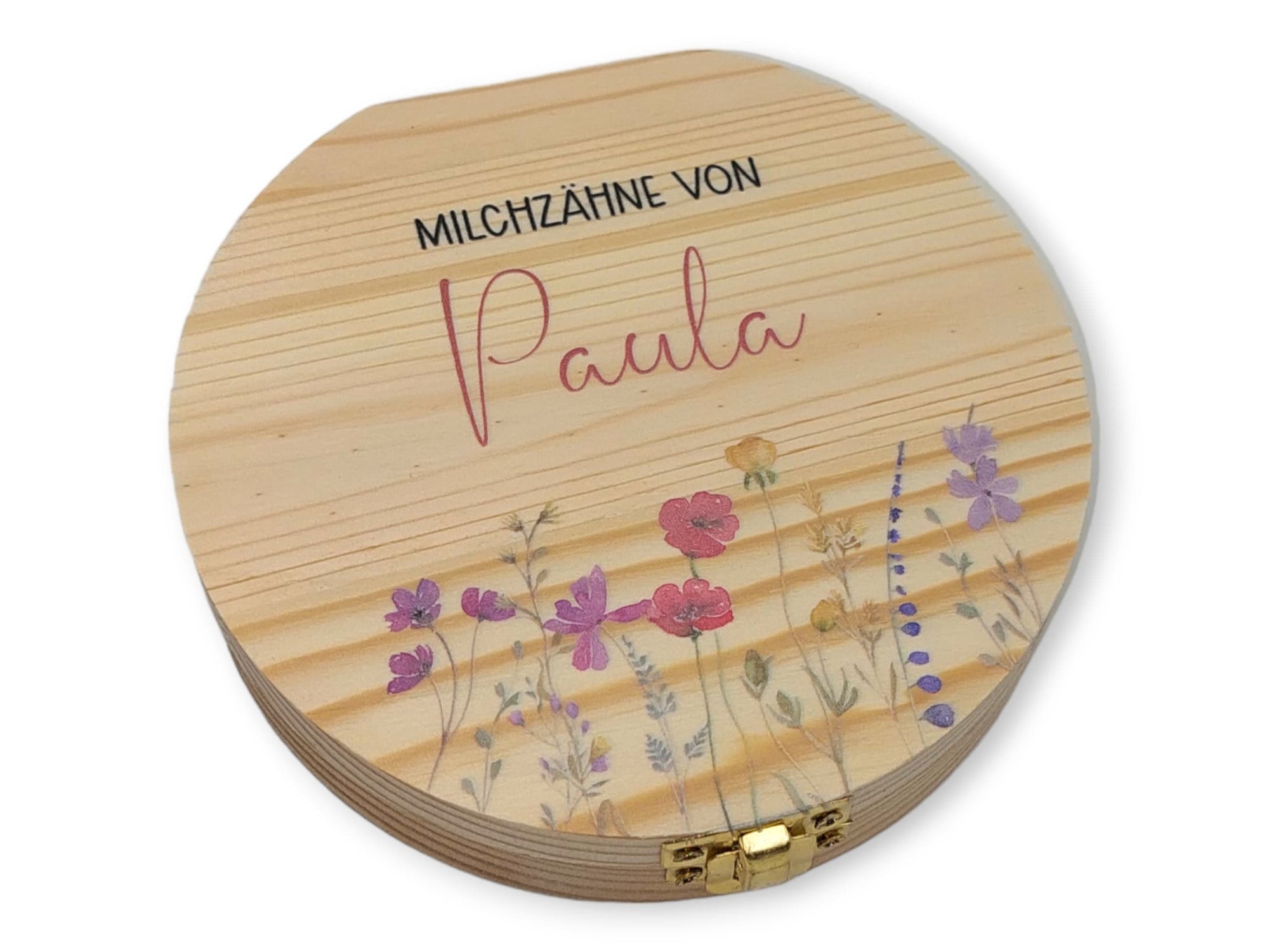 Milchzahndose personalisiert "Blumen" / Milchzahnbox aus Holz
