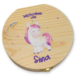 Milchzahndose personalisiert "Einhorn" / Milchzahnbox aus Holz