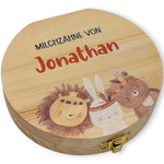 Milchzahndose personalisiert "Boho Tiere" / Milchzahnbox aus Holz