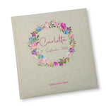 Fotoalbum personalisiert Baby, "Blumenkranz" Leinen, Erinnerungsalbum