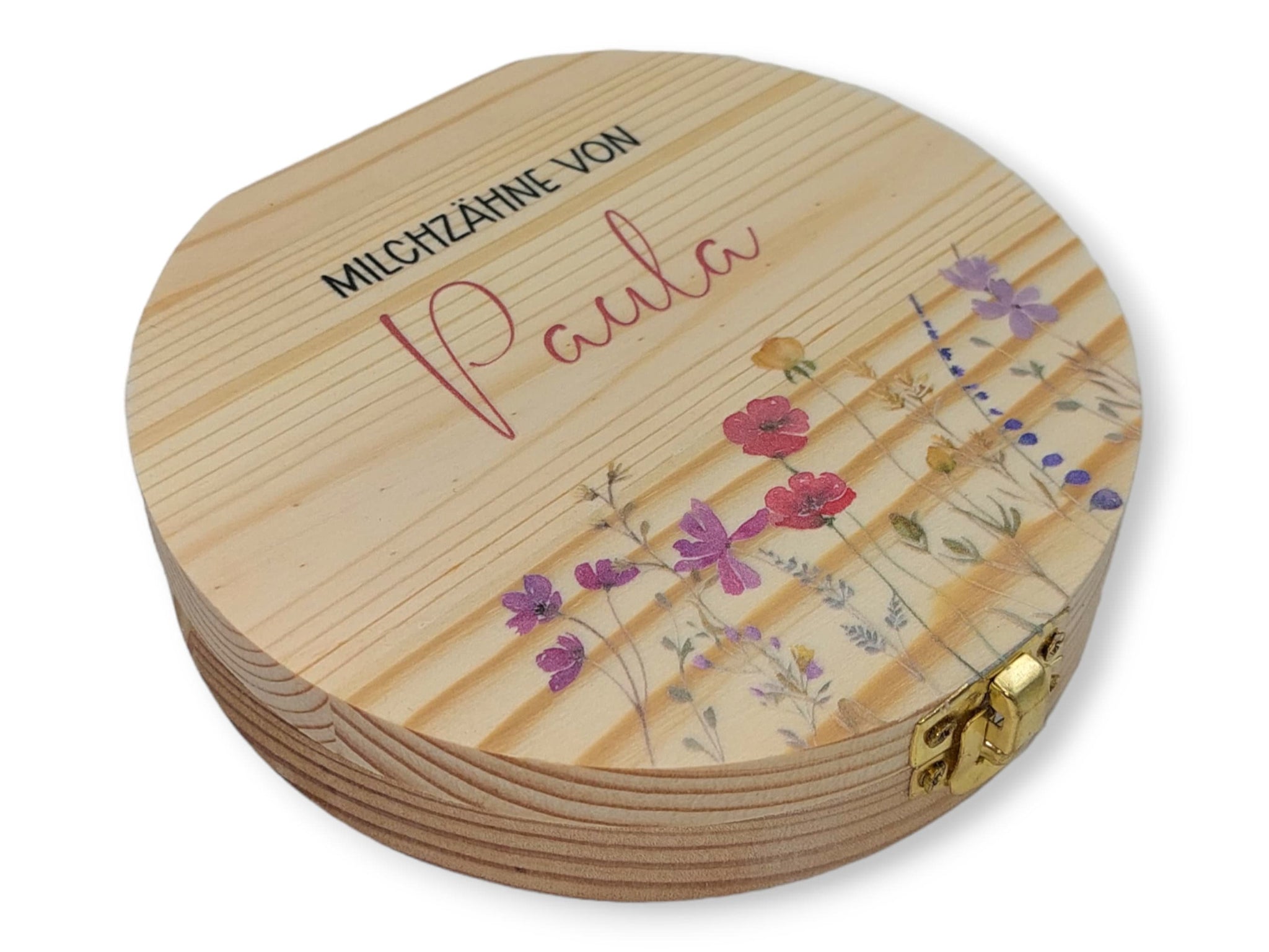 Milchzahndose personalisiert "Blumen" / Milchzahnbox aus Holz