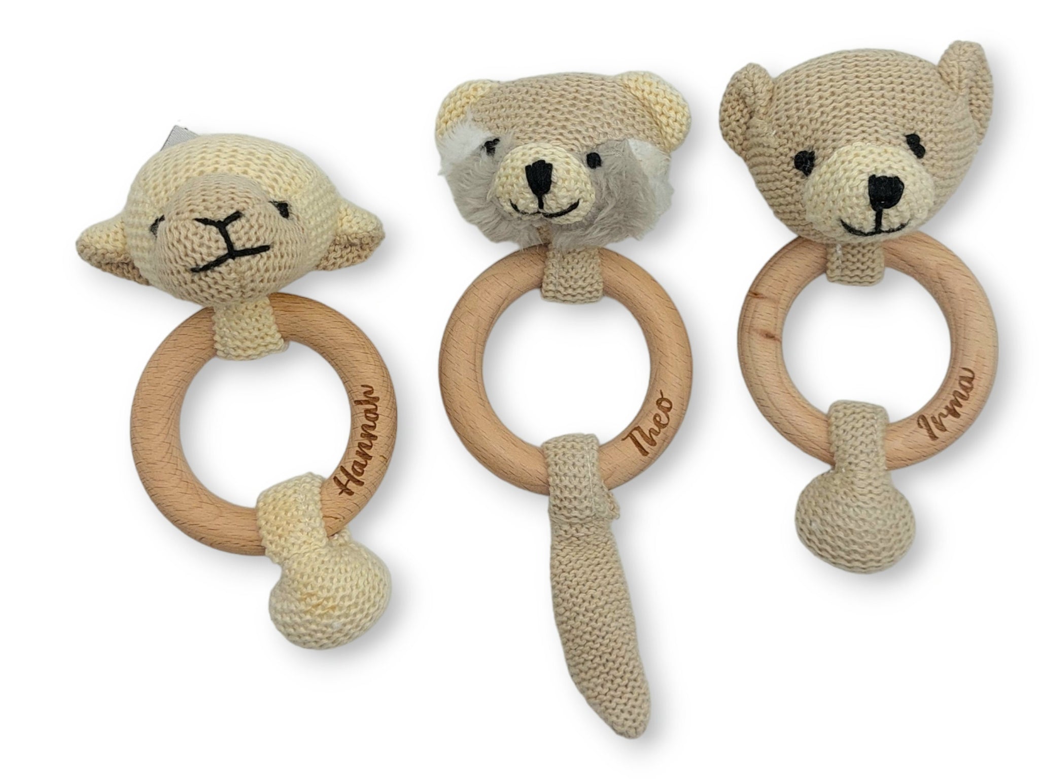 Baby Rassel, Greifling personalisiert mit Name, Greifring, Greifling Baby