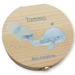 Milchzahndose personalisiert "Wal" / Milchzahnbox aus Holz
