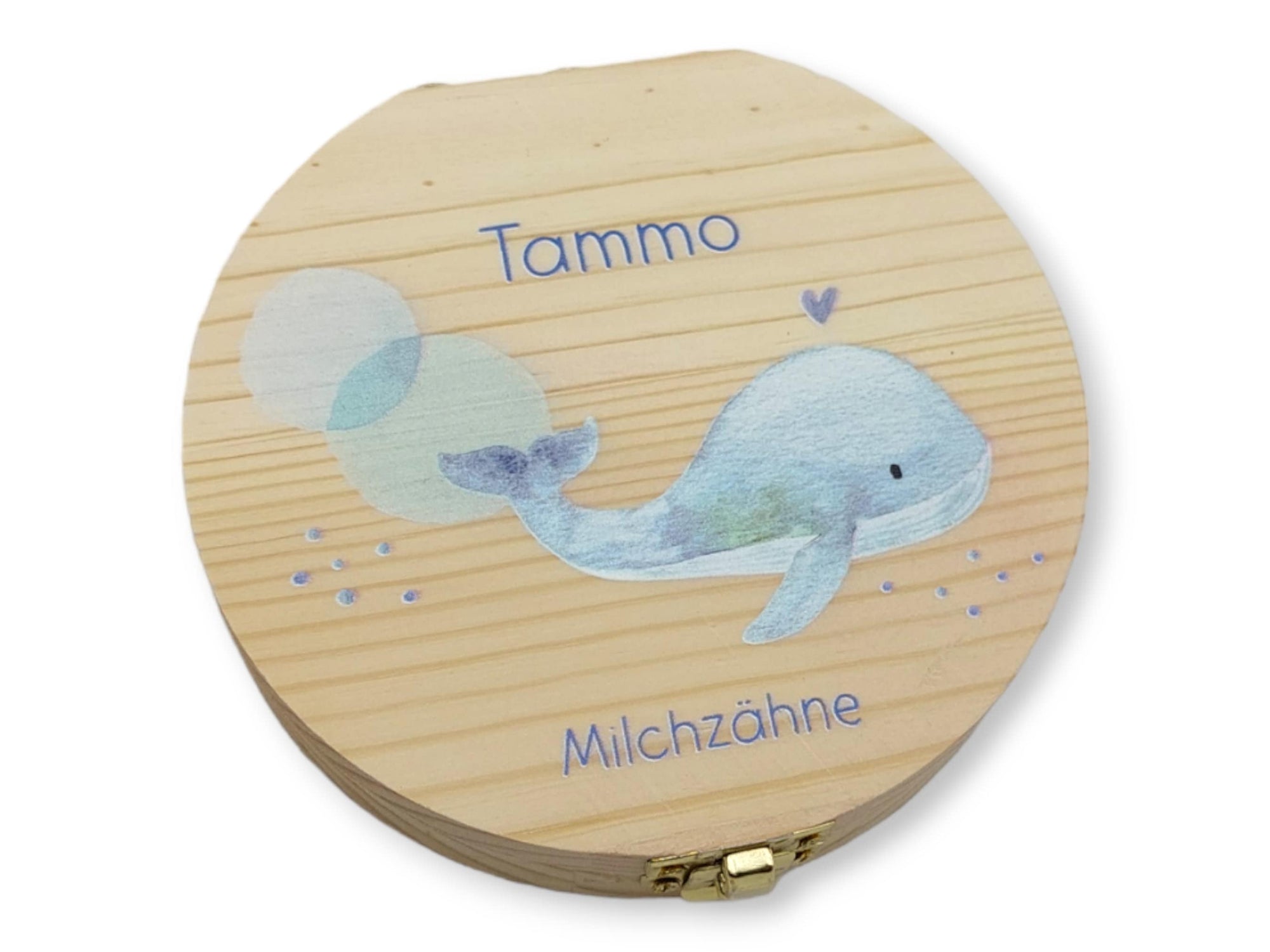 Milchzahndose personalisiert "Wal" / Milchzahnbox aus Holz