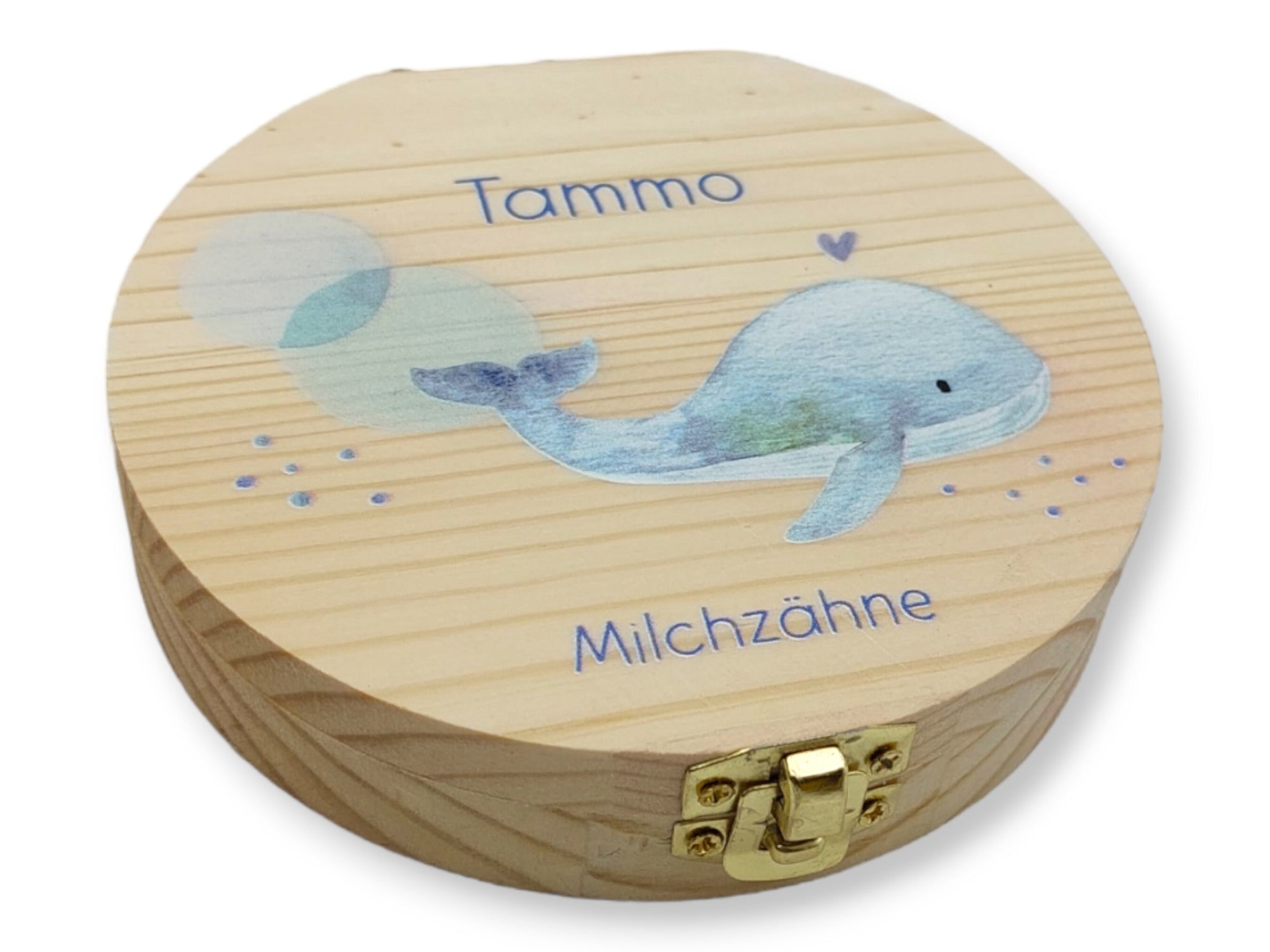 Milchzahndose personalisiert "Wal" / Milchzahnbox aus Holz