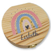 Milchzahndose personalisiert "Regenbogen pfirsich" / Milchzahnbox aus Holz