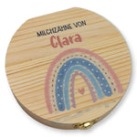 Milchzahndose personalisiert "Regenbogen Boho" / Milchzahnbox aus Holz