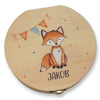 Milchzahndose personalisiert "Fuchs Wimpel" / Milchzahnbox aus Holz