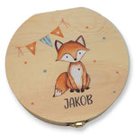 Milchzahndose personalisiert "Fuchs Wimpel" / Milchzahnbox aus Holz