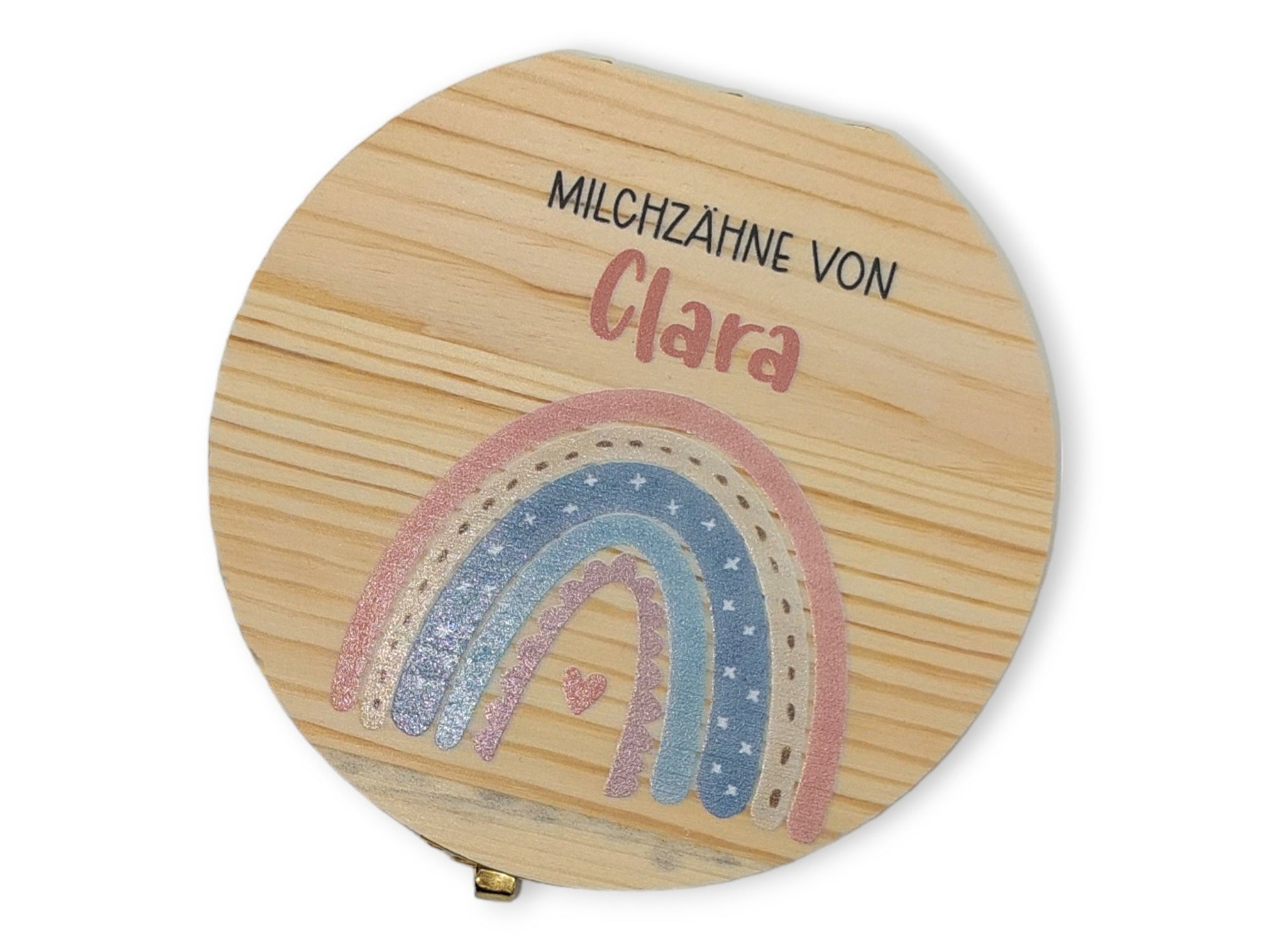 Milchzahndose personalisiert "Regenbogen Boho" / Milchzahnbox aus Holz