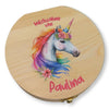 Milchzahndose personalisiert "Einhorn bunt" / Milchzahnbox aus Holz