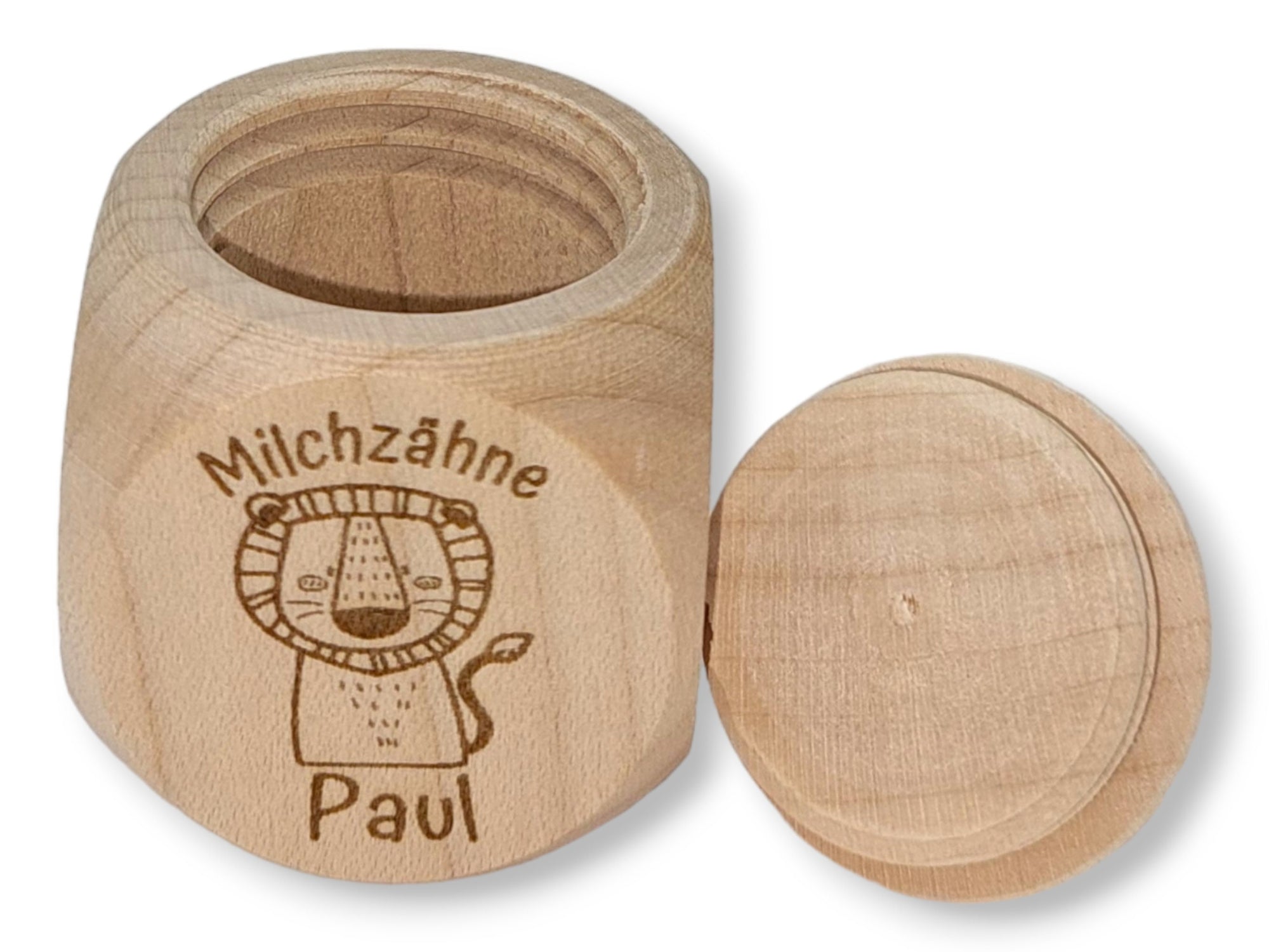 Milchzahndose personalisiert "Löwe" / Milchzahnbox aus Holz