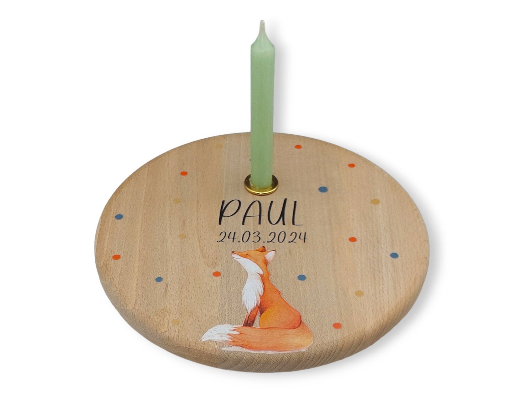 Geburtstagsteller personalisiert "Fuchs" Geburtstagsleiste, Geburtagszug, Geburtstagskerzen