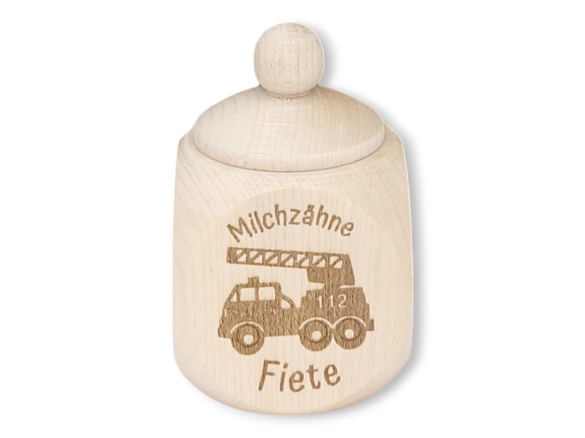 Milchzahndose personalisiert "Feuerwehr" / Milchzahnbox aus Holz