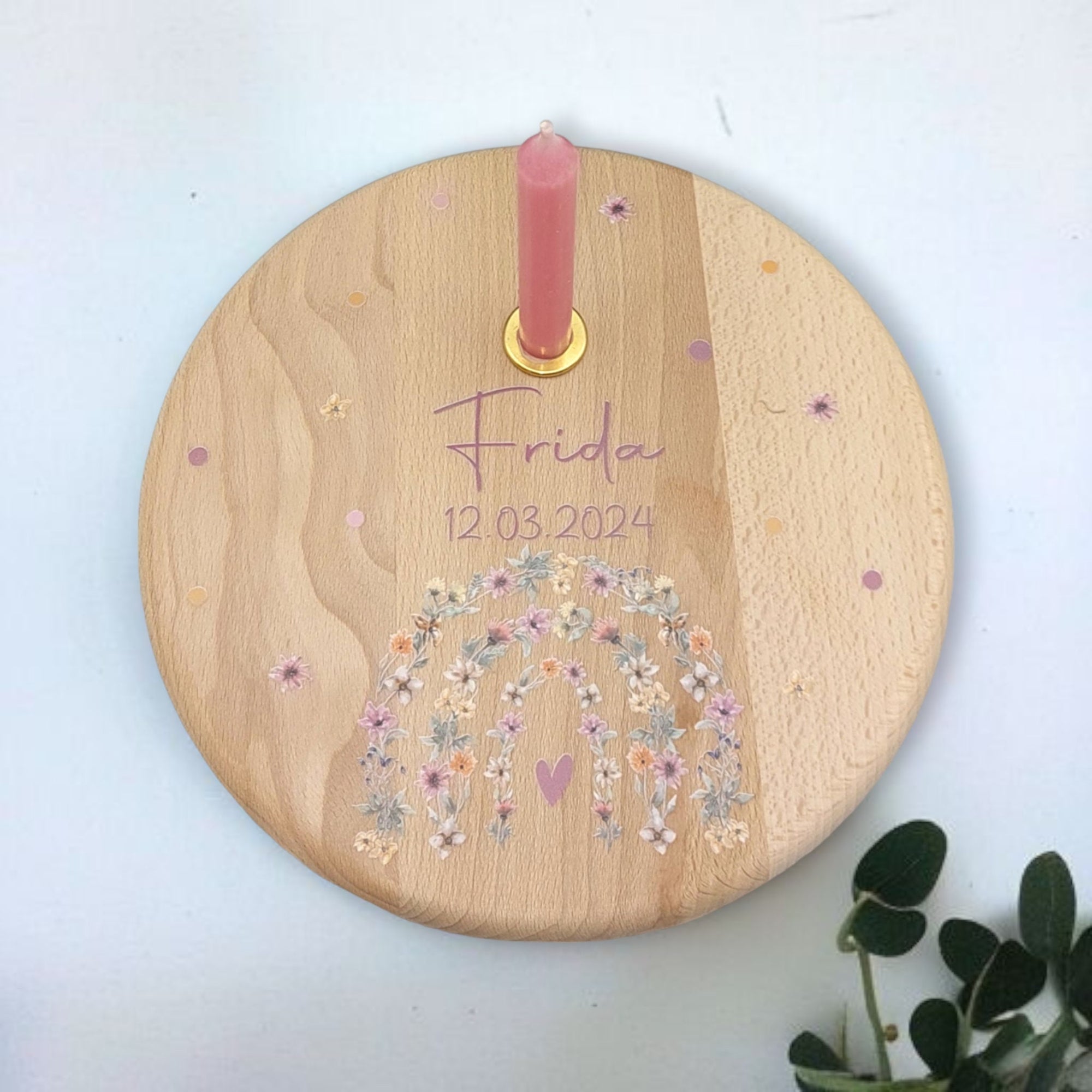 Geburtstagsteller personalisiert "Blumenbogen" Geburtstagsleiste, Geburtagszug, Geburtstagskerzen