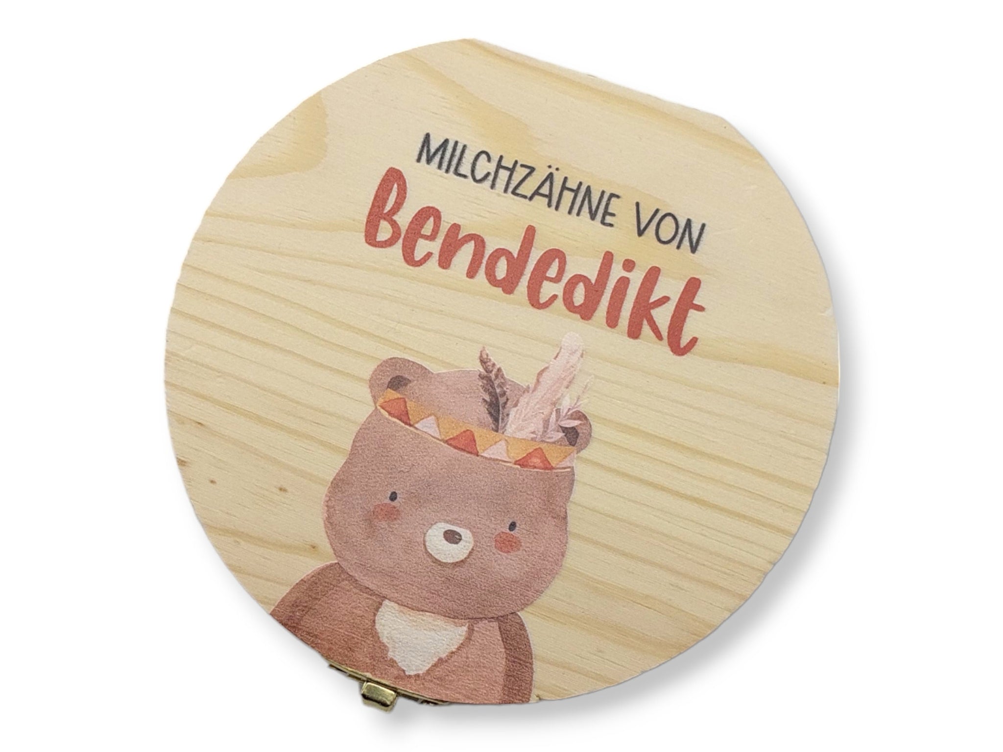 Milchzahndose personalisiert "Boho Bär" / Milchzahnbox aus Holz