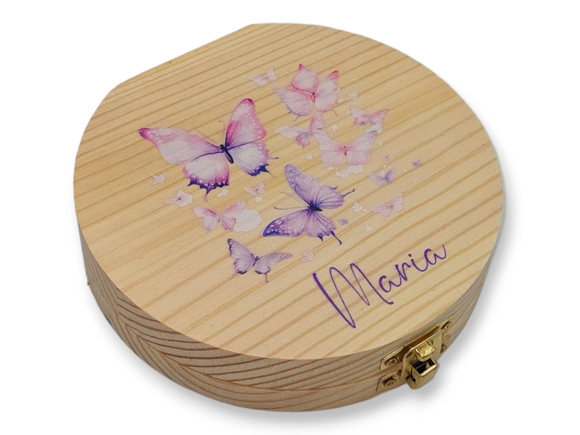 Milchzahndose personalisiert "Schmetterlinge" / Milchzahnbox aus Holz