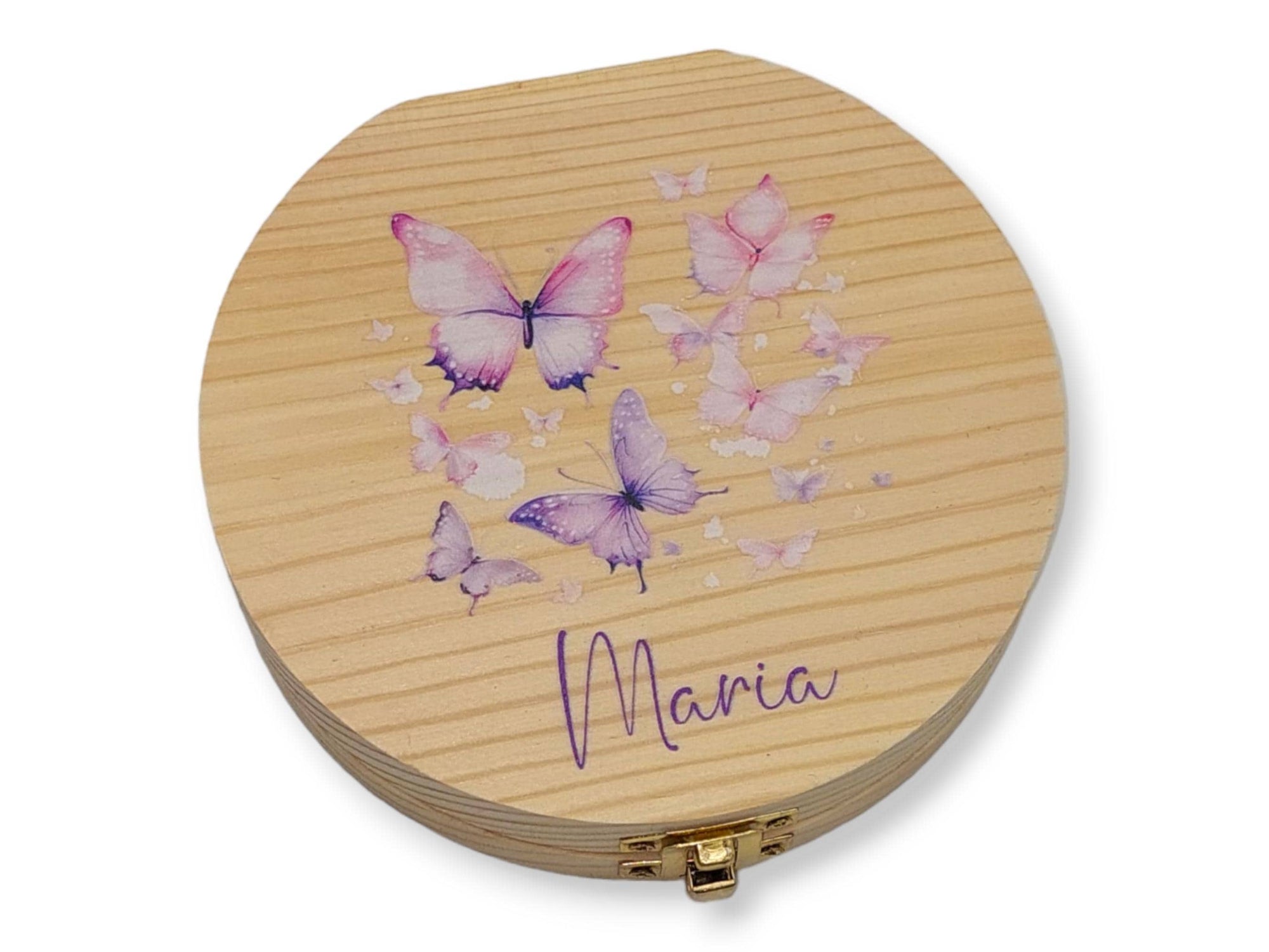 Milchzahndose personalisiert "Schmetterlinge" / Milchzahnbox aus Holz