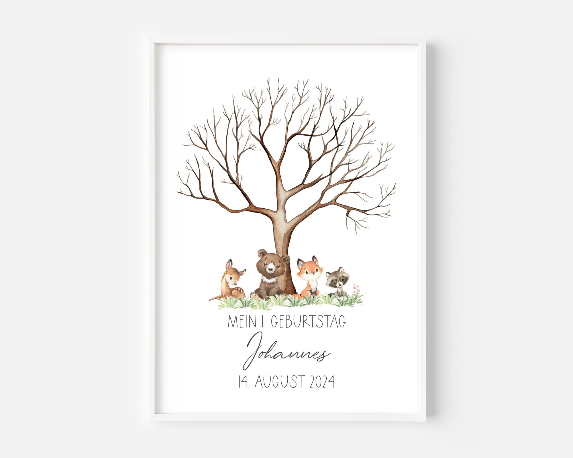 Druckdatei Fingerabdruck Gästebuch "Baum Waldtiere" Fingerprint, Gästebuch Druckdatei, Gästebuch Kommunion digital, Geschenkidee Taufe