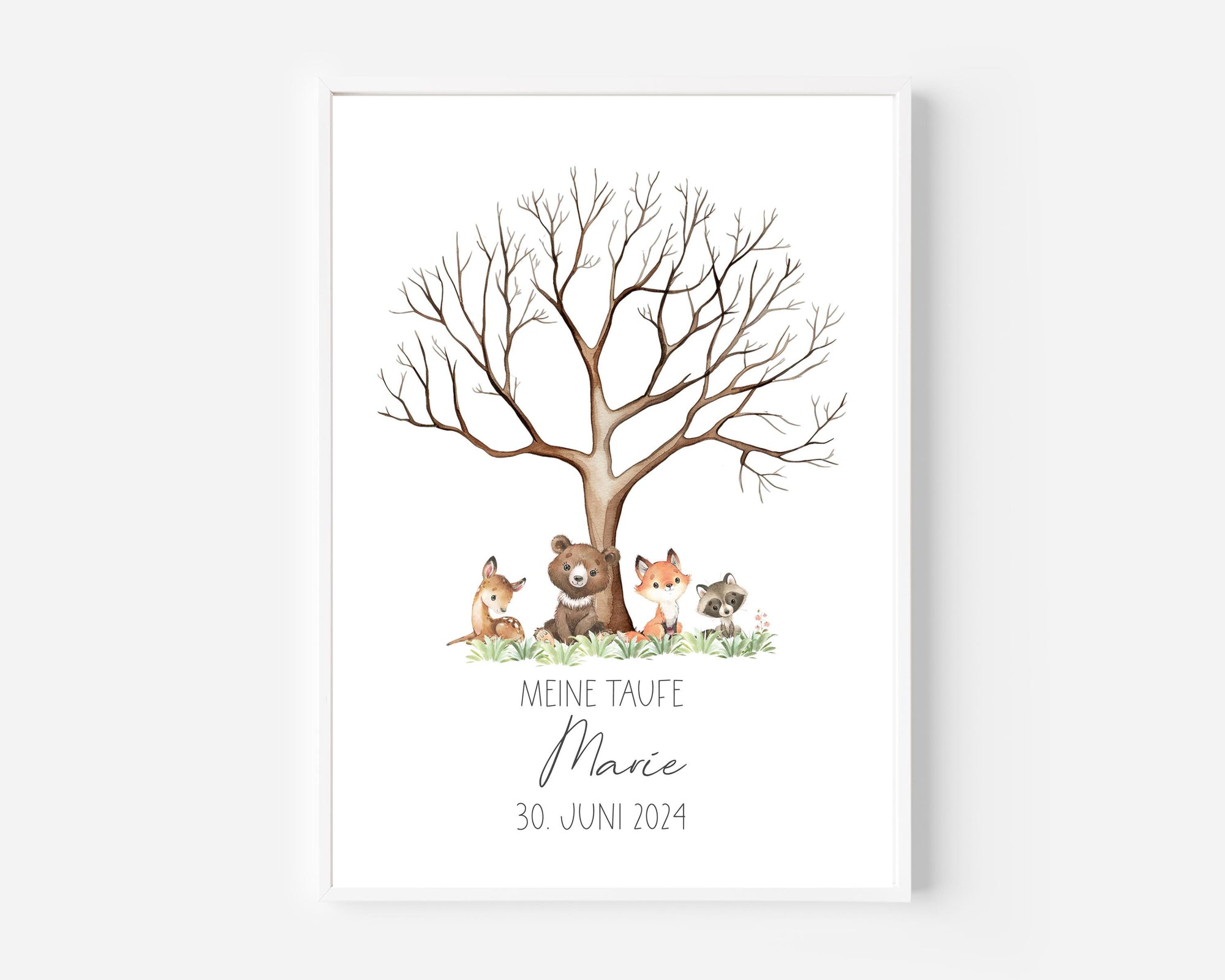 Druckdatei Fingerabdruck Gästebuch "Baum Waldtiere" Fingerprint, Gästebuch Druckdatei, Gästebuch Kommunion digital, Geschenkidee Taufe