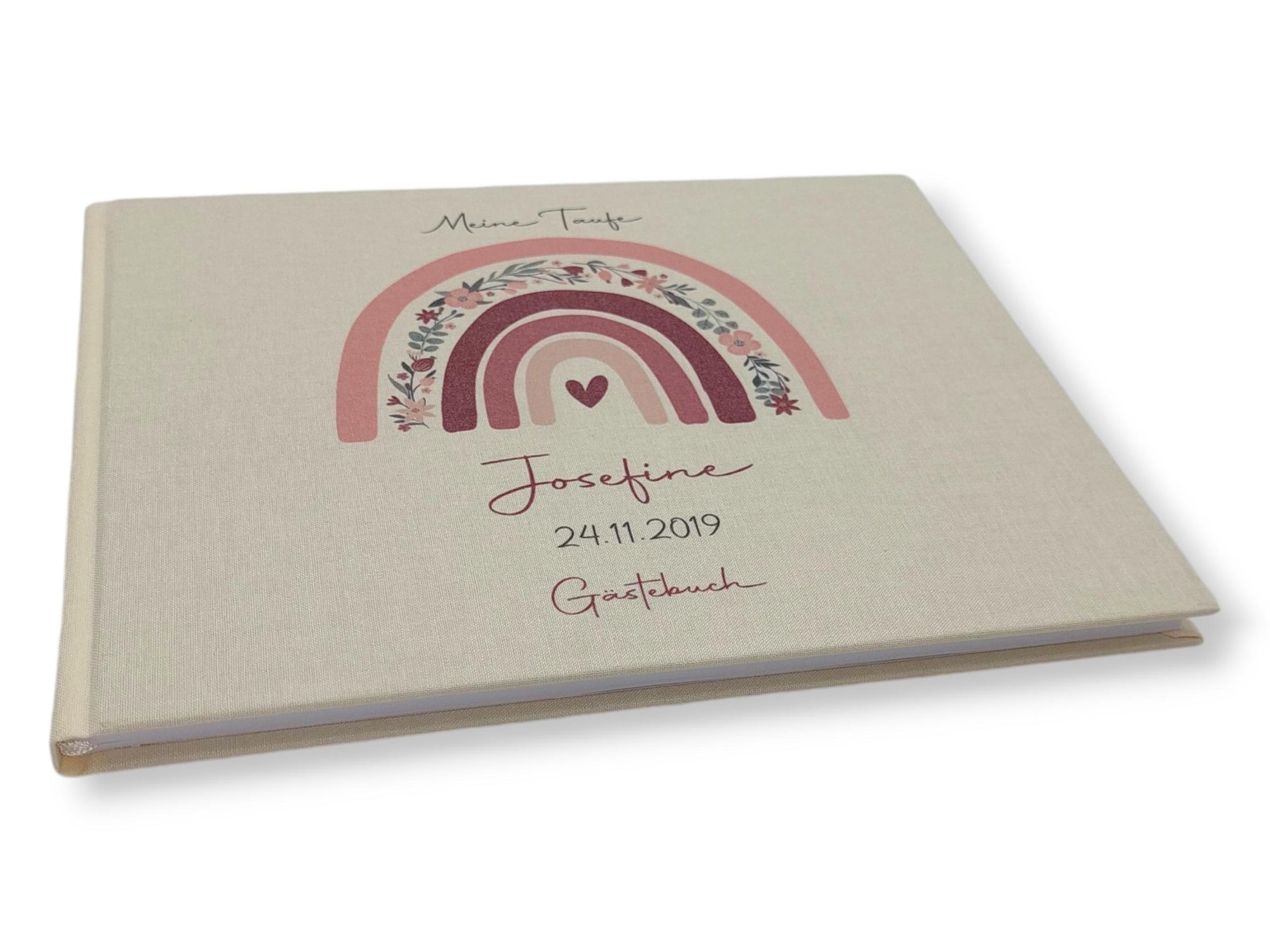 Gästebuch Taufe personalisiert "Regenbogen Blumen", Taufgeschenk, Erinnerung Taufe