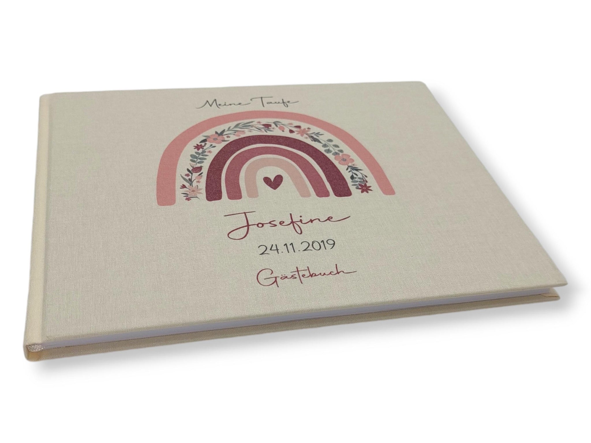 Gästebuch Taufe personalisiert "Regenbogen Blumen", Taufgeschenk, Erinnerung Taufe