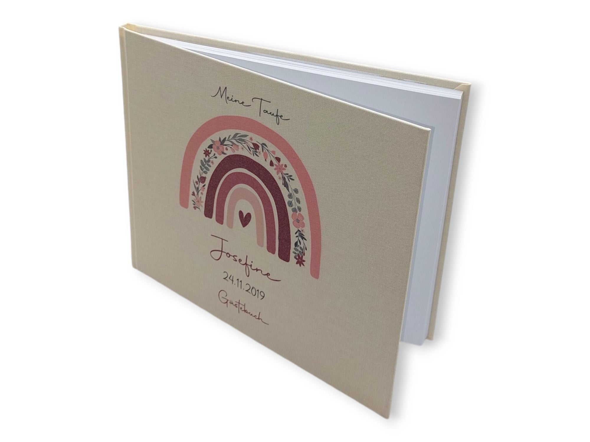 Gästebuch Taufe personalisiert "Regenbogen Blumen", Taufgeschenk, Erinnerung Taufe