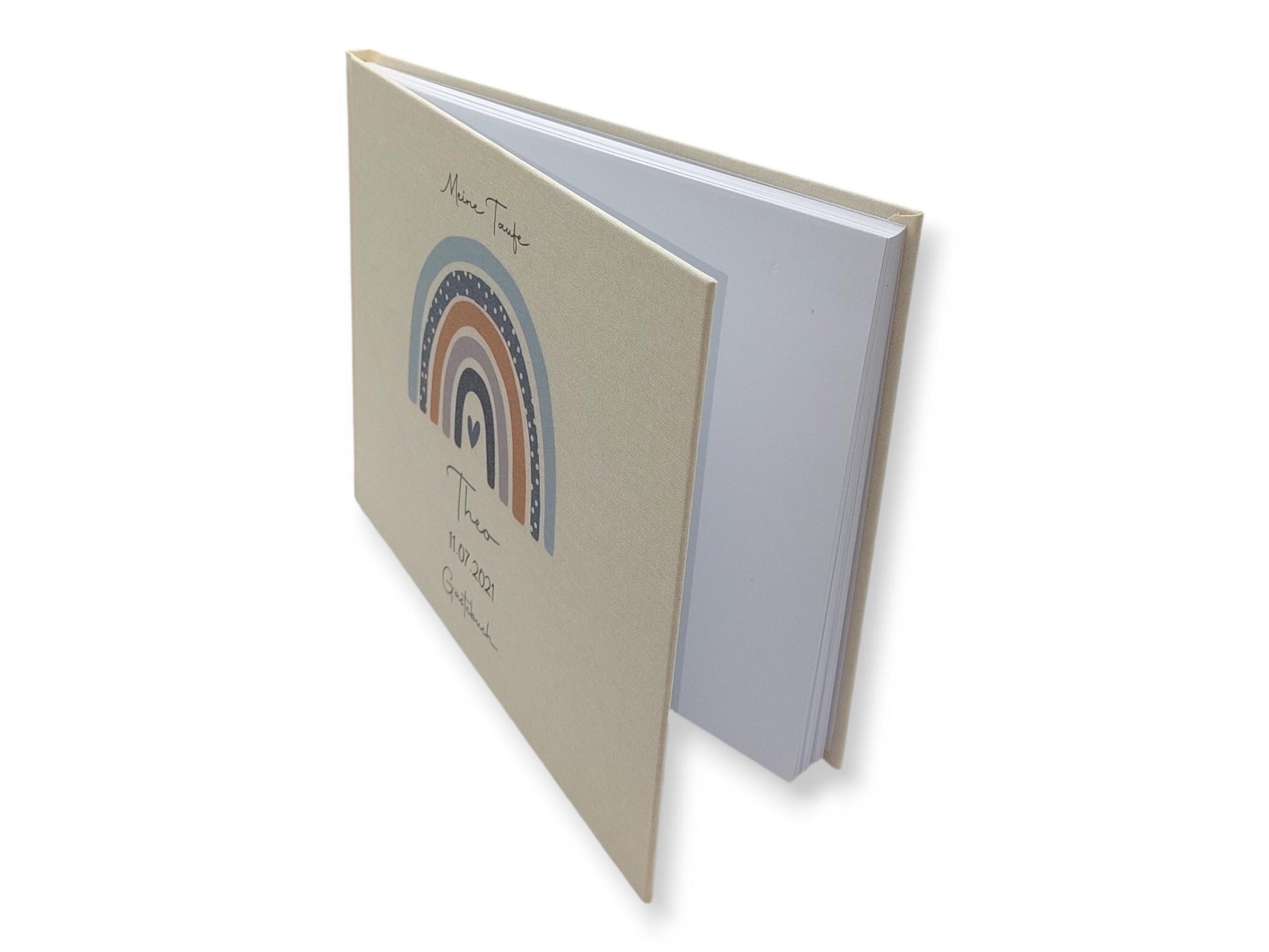 Gästebuch Taufe personalisiert "Regenbogen Punkte", Taufgeschenk, Erinnerung Taufe