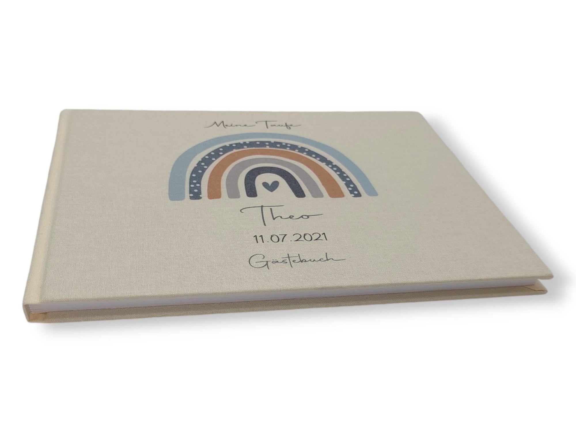 Gästebuch Taufe personalisiert "Regenbogen Punkte", Taufgeschenk, Erinnerung Taufe