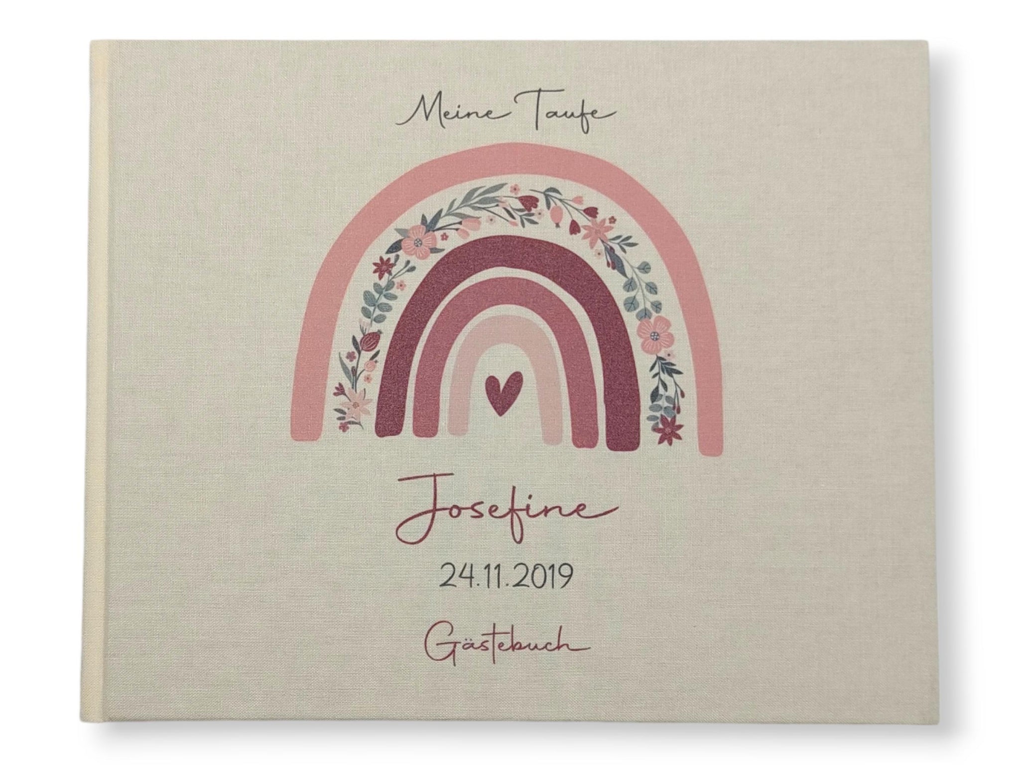 Gästebuch Taufe personalisiert "Regenbogen Blumen", Taufgeschenk, Erinnerung Taufe