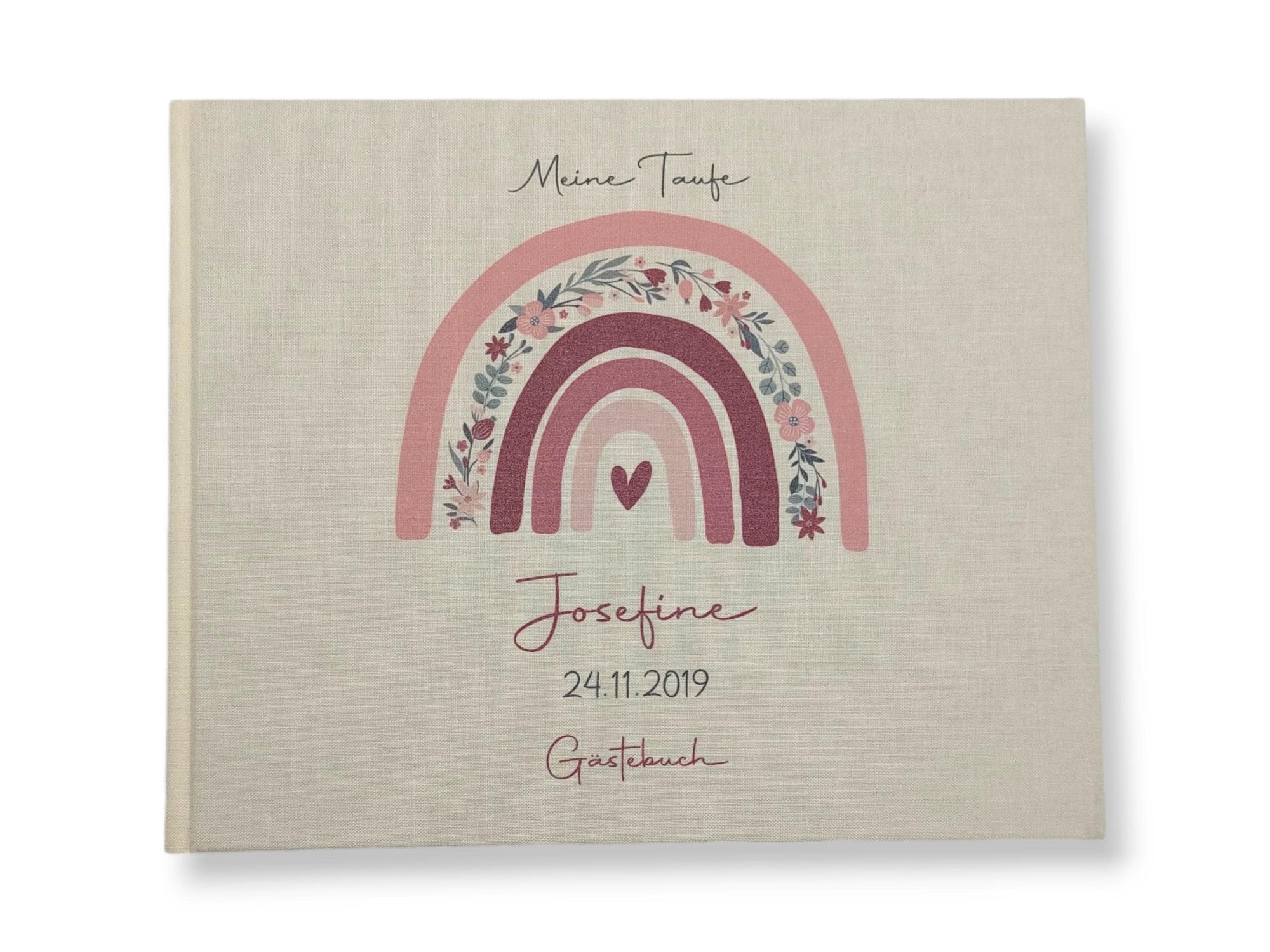 Gästebuch Taufe personalisiert "Regenbogen Blumen", Taufgeschenk, Erinnerung Taufe