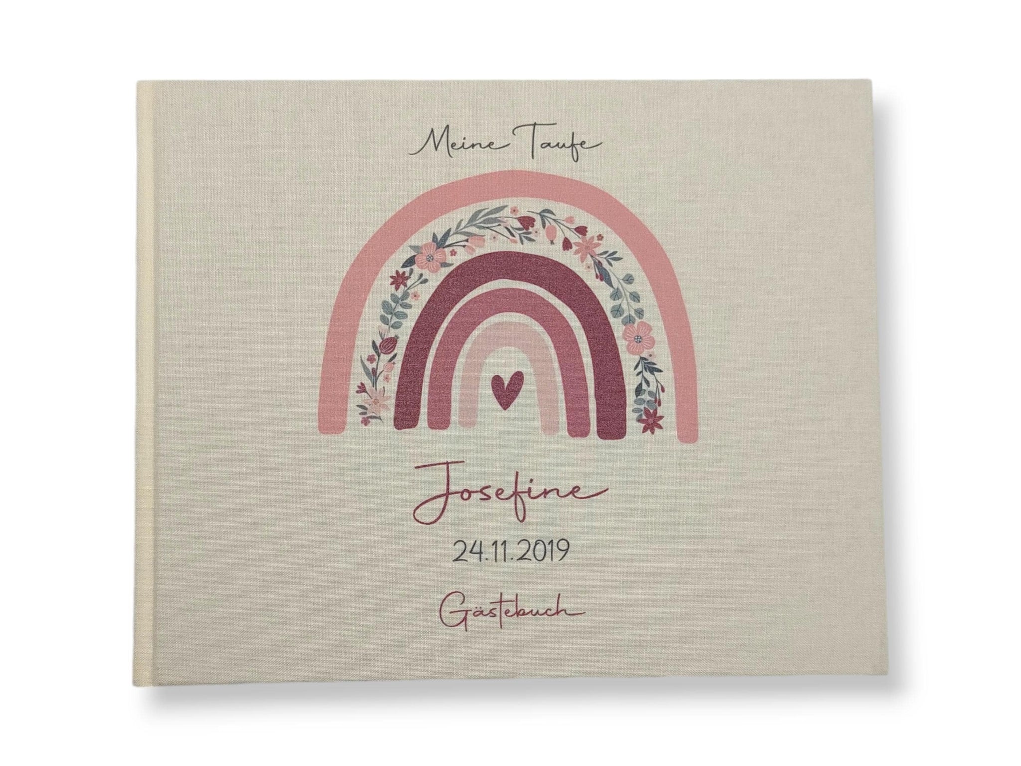 Gästebuch Taufe personalisiert "Regenbogen Blumen", Taufgeschenk, Erinnerung Taufe