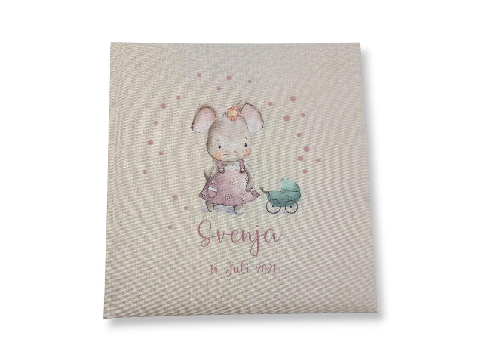 Fotoalbum personalisiert Baby, Kind "Süße Maus" Leinen, Erinnerungsalbum, Fotoalbum Geschenk zur Geburt, hochwertiges Fotoalbum,
