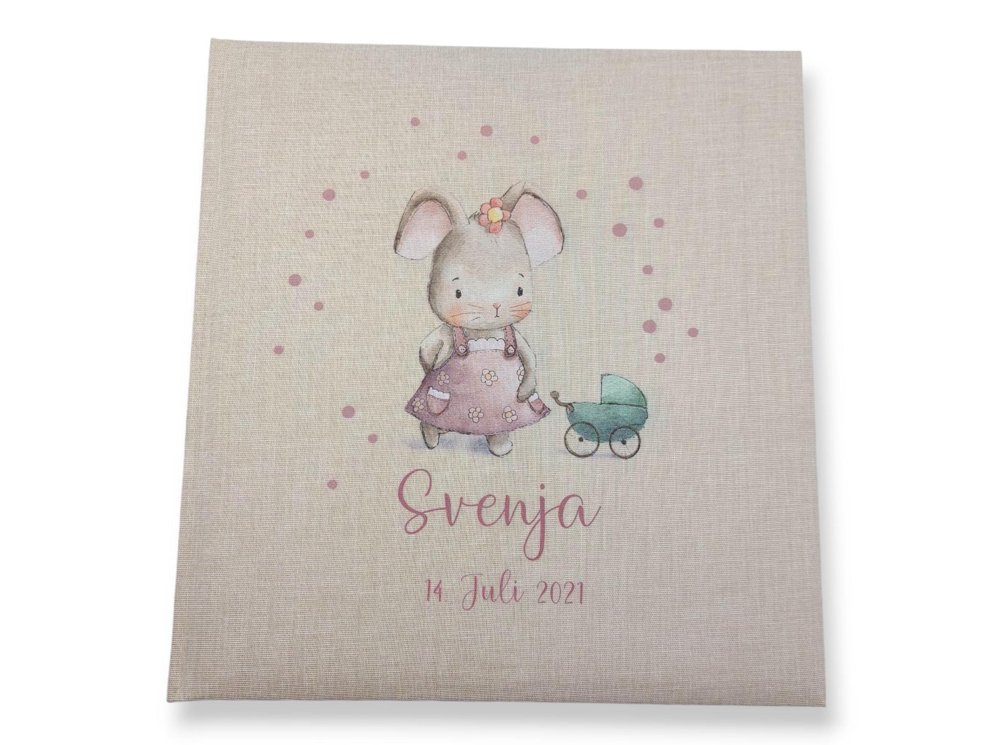 Fotoalbum personalisiert Baby, Kind "Süße Maus" Leinen, Erinnerungsalbum, Fotoalbum Geschenk zur Geburt, hochwertiges Fotoalbum,