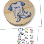 Milchzahndose personalisiert "Fußball" / Milchzahnbox aus Holz