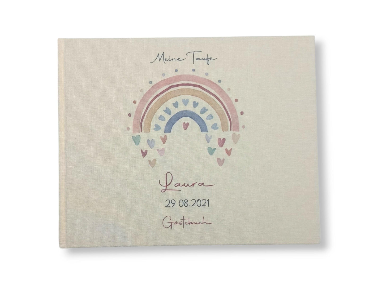 Gästebuch Taufe personalisiert "Regenbogen Herzen", Taufgeschenk, Erinnerung Taufe