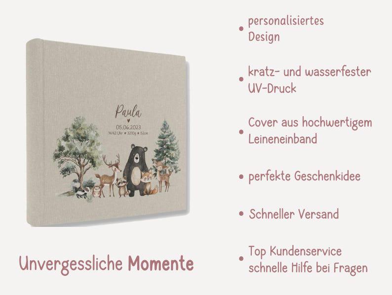 Fotoalbum personalisiert Baby, Kind "Eichhörnchen" Leinen