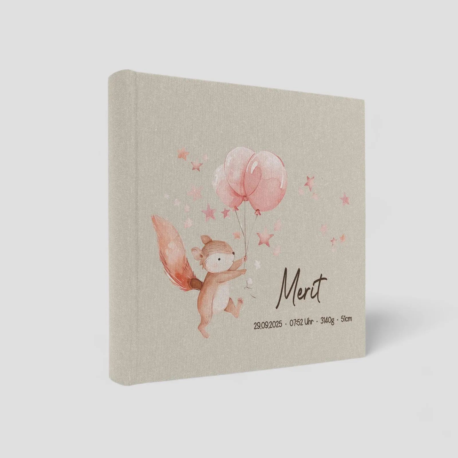 Fotoalbum personalisiert Baby, Kind "Eichhörnchen" Leinen