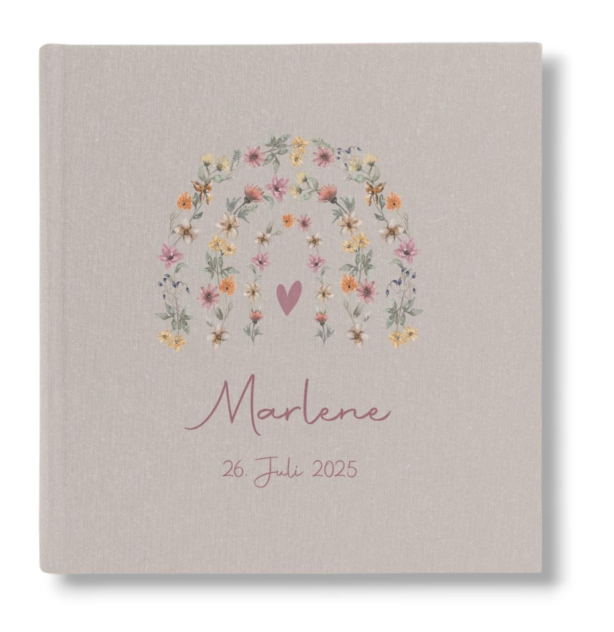 Fotoalbum personalisiert Baby, Kind "Regenbogen" Leinen
