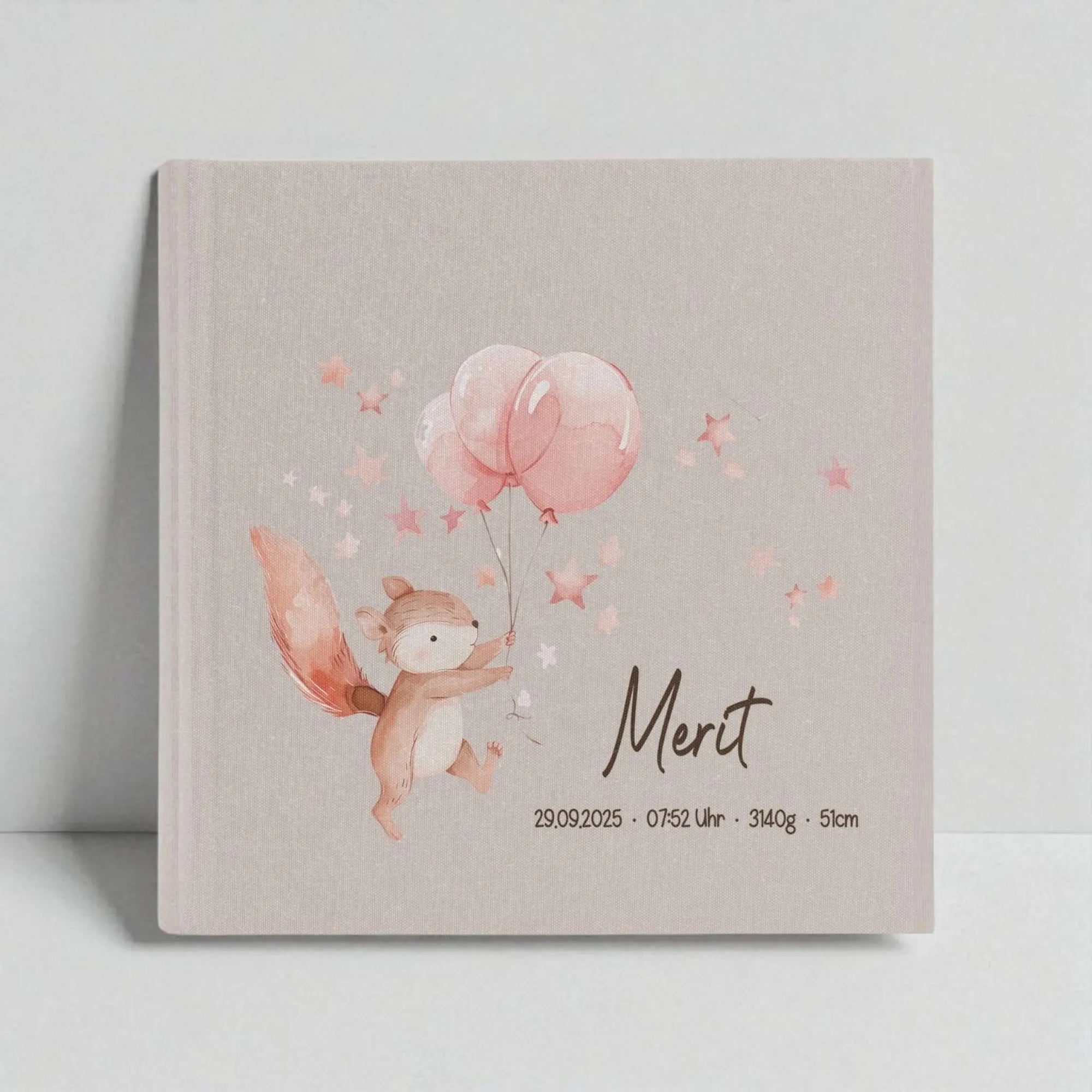 Fotoalbum personalisiert Baby, Kind "Eichhörnchen" Leinen